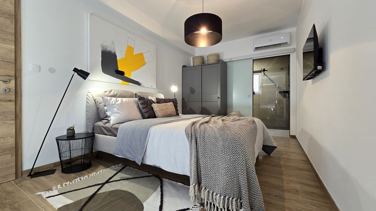 Bedroom in soft light at Villa Casa Bacchus