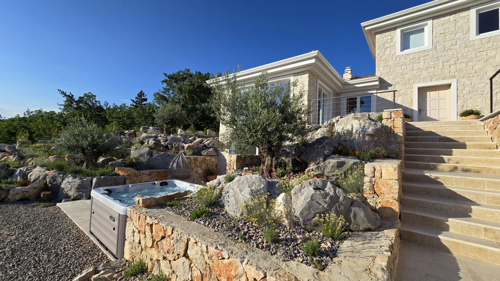 Steps to the pool at Villa Casa Bacchus