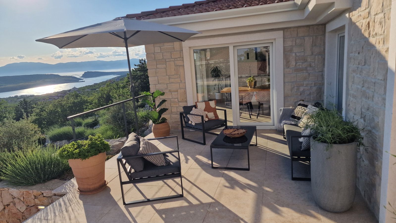 Loungers over the bay at Villa Casa Bacchus